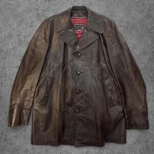 1970s Mr & Mrs Leather Brown Western Leather Jacket